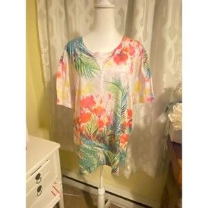 Laura Scott Tropical Floral Blouse 3X